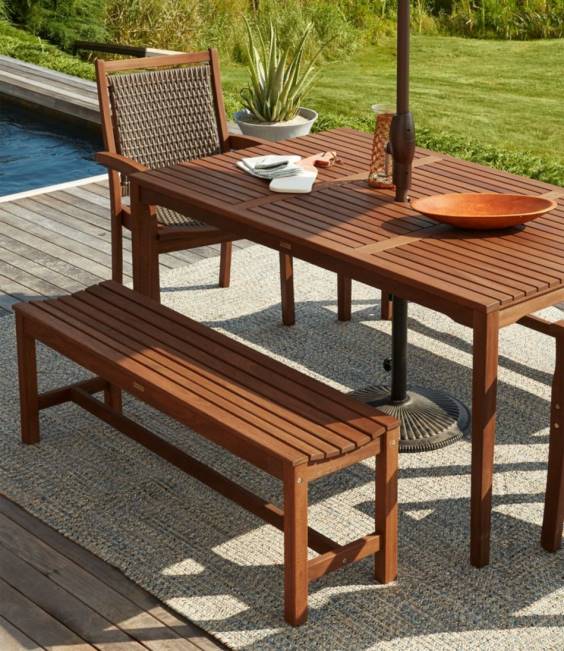 LLBean Eucalyptus Farmhouse Bench Unisex J46J2806 Backyard  Patio Natural