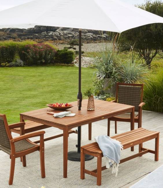 LLBean Eucalyptus Farmhouse Bench Unisex J46J2806 Backyard  Patio Natural