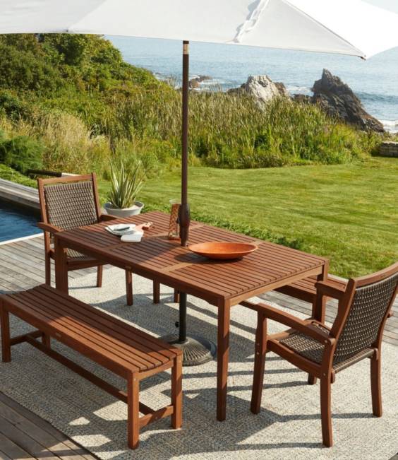 LLBean Eucalyptus Farmhouse Table Unisex J46J2794 Backyard  Patio Natural
