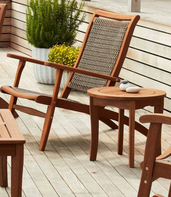 LLBean Eucalyptus Round Side Table Unisex J46J2695 Backyard  Patio Natural