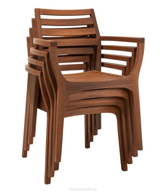 LLBean Eucalyptus Stacking Chairs Set of Four Unisex J46J2752 Backyard  Patio Natural