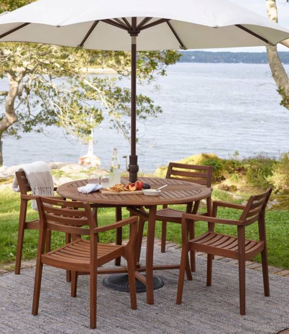 LLBean Eucalyptus Stacking Chairs Set of Four Unisex J46J2752 Backyard  Patio Natural