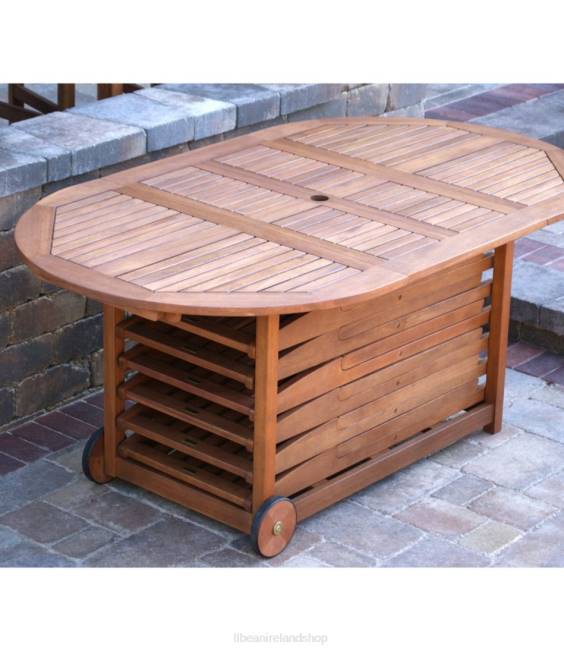 LLBean Eucalyptus Storage 7-Piece Dining Set Unisex J46J2825 Backyard  Patio Natural