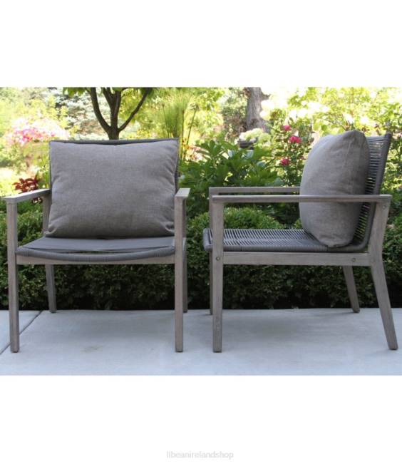 LLBean Eucalyptus Wash and Rope Lounge Chair Set of Two Unisex J46J2887 Backyard  Patio Gray