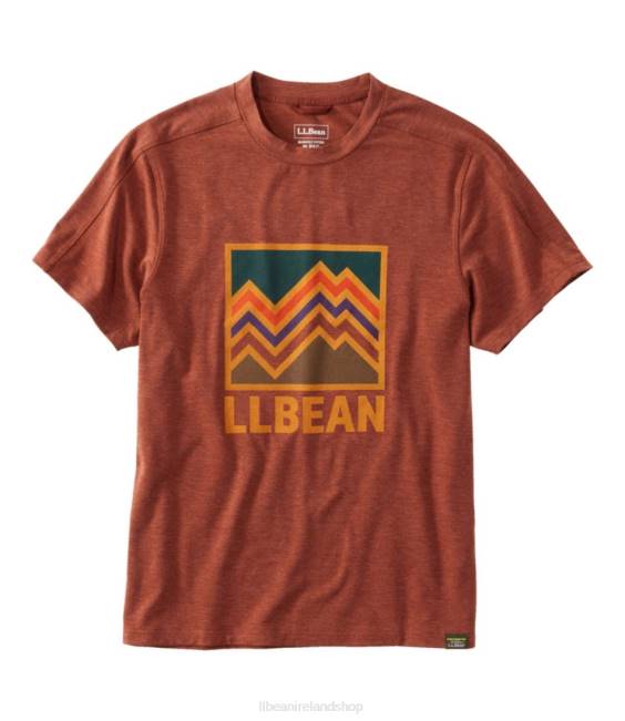 LLBean Everyday SunSmart Tee Men J46J6990 Clothing Burnt Mahogany/Linear Mountains