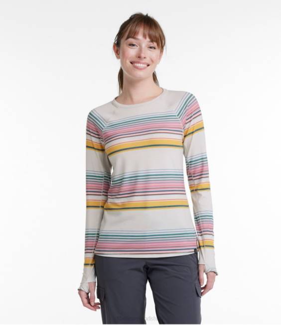 LLBean Everyday SunSmart Tee Women J46J450 Clothing Malibu Blue Multi Stripe