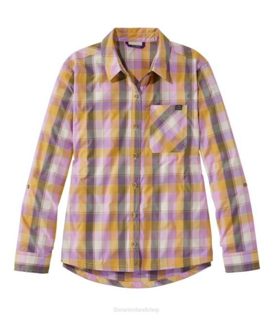 LLBean Everyday SunSmart Woven Shirt Long-Sleeve Women J46J4805 Clothing Lilac/Warm Gold