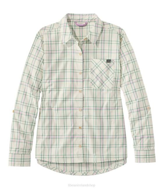 LLBean Everyday SunSmart Woven Shirt Long-Sleeve Women J46J6539 Clothing Sailcloth/Emerald Spruce