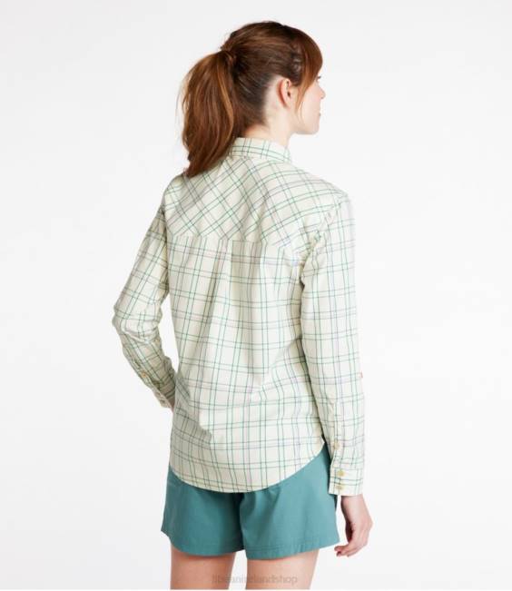 LLBean Everyday SunSmart Woven Shirt Long-Sleeve Women J46J6539 Clothing Sailcloth/Emerald Spruce