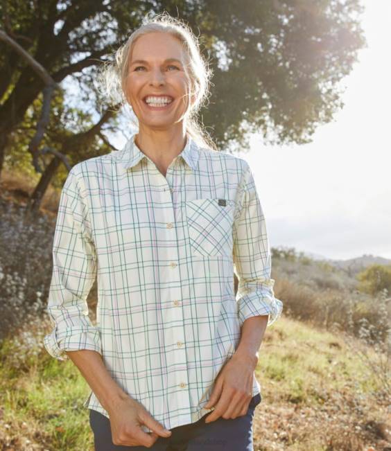 LLBean Everyday SunSmart Woven Shirt Long-Sleeve Women J46J6539 Clothing Sailcloth/Emerald Spruce