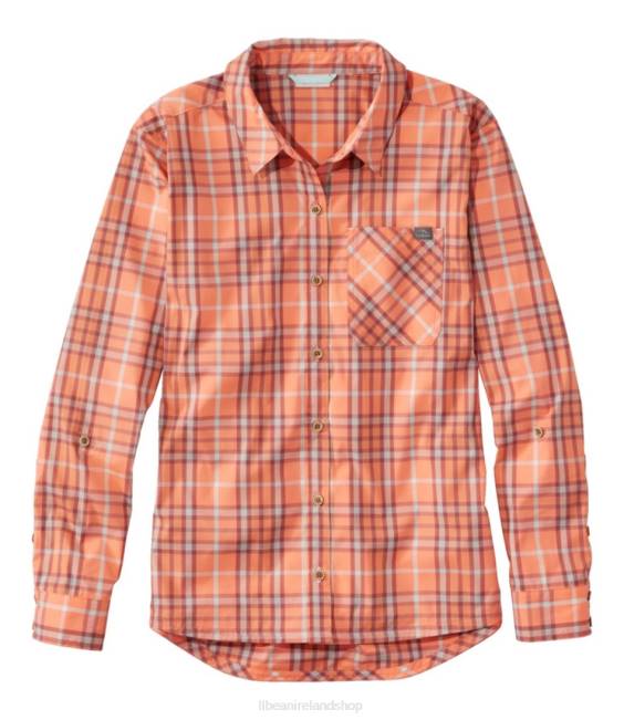 LLBean Everyday SunSmart Woven Shirt Long-Sleeve Women J46J6967 Clothing Wild Salmon Plaid