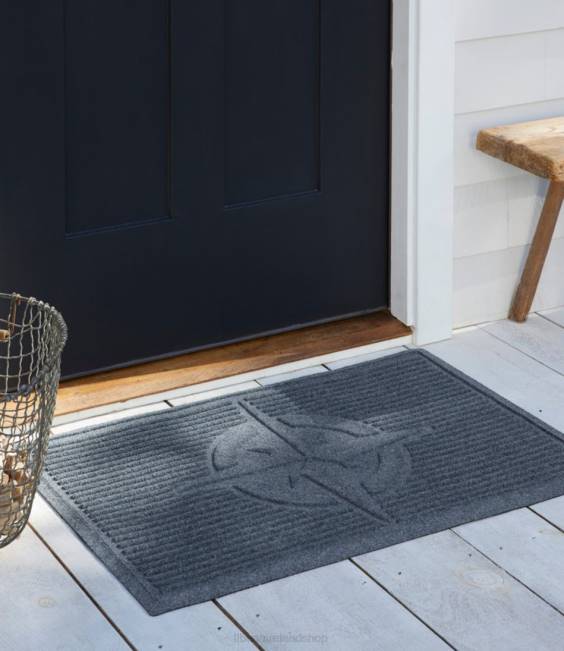 LLBean Everyspace Recycled Waterhog Doormat Compass Rose Unisex J46J4422 Home Goods Medium Gray