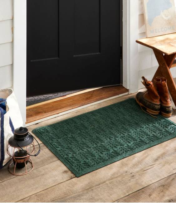 LLBean Everyspace Recycled Waterhog Doormat Trees Unisex J46J6782 Home Goods Cranberry