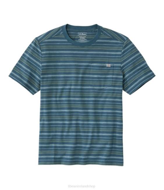 LLBean Explorer Tee Men J46J423 Clothing Dark Teal Blue Stripe