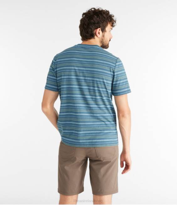 LLBean Explorer Tee Men J46J423 Clothing Dark Teal Blue Stripe