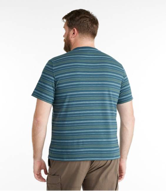 LLBean Explorer Tee Men J46J423 Clothing Dark Teal Blue Stripe