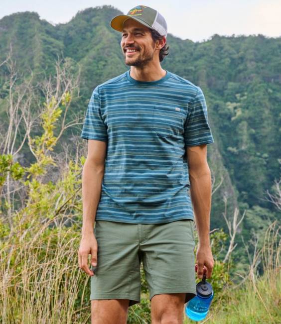LLBean Explorer Tee Men J46J423 Clothing Dark Teal Blue Stripe