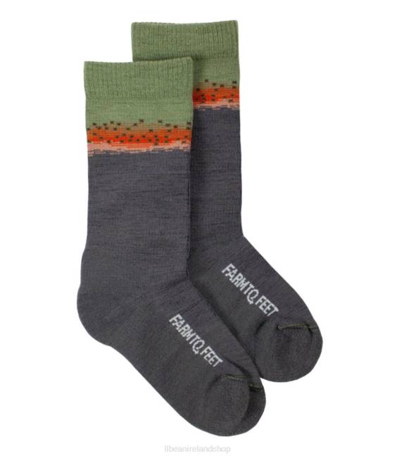 LLBean Farm to Feet Missoula Crew Socks Kids J46J3645 Footwear Rainbow Trout