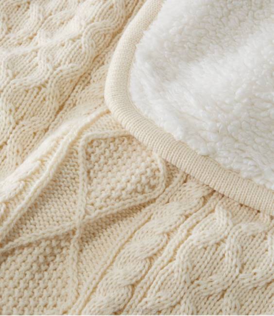 LLBean Fisherman Cabled Fleece Throw Unisex J46J5541 Bedding Feldspar