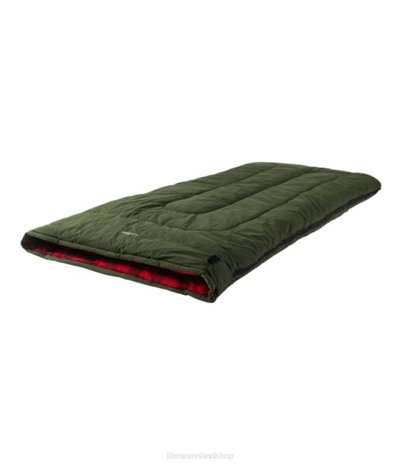 LLBean Flannel Lined Camp Sleeping Bag Unisex J46J1304 Outdoor Equipment Deep Loden/Buffalo Plaid