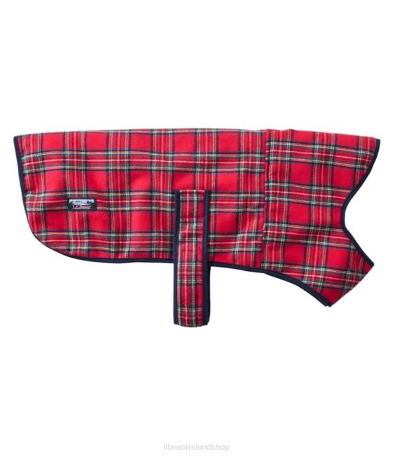 LLBean Flannel Sherpa Dog Vest Unisex J46J2074 Home Goods Natural/Royal Stewart