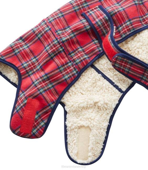 LLBean Flannel Sherpa Dog Vest Unisex J46J2074 Home Goods Natural/Royal Stewart