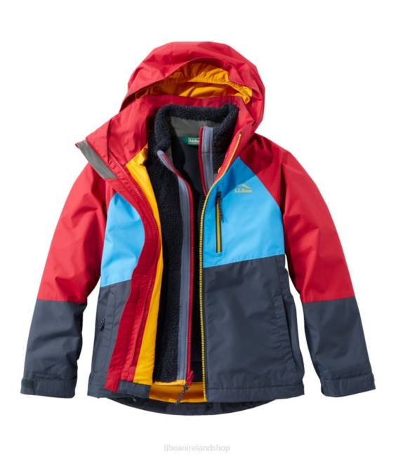 LLBean Fleece-Lined 3-in-1 Jacket Kids J46J3647 Outerwear Dark Red/Bold Aqua