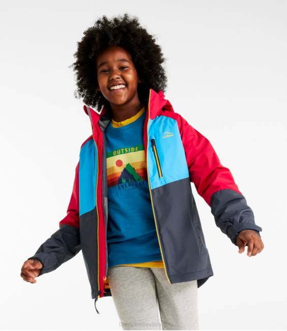 LLBean Fleece-Lined 3-in-1 Jacket Kids J46J3647 Outerwear Dark Red/Bold Aqua