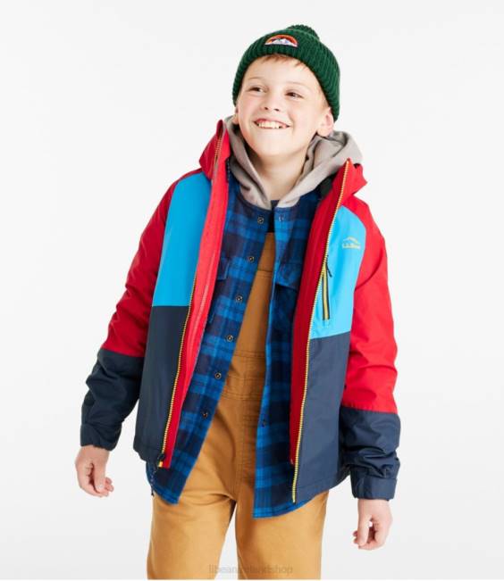 LLBean Fleece-Lined 3-in-1 Jacket Kids J46J3647 Outerwear Dark Red/Bold Aqua