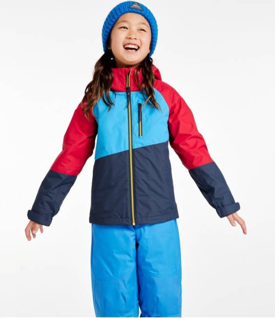 LLBean Fleece-Lined 3-in-1 Jacket Kids J46J3647 Outerwear Dark Red/Bold Aqua