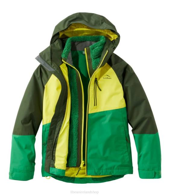 LLBean Fleece-Lined 3-in-1 Jacket Kids J46J882 Outerwear Forest Shade/Lawn Green