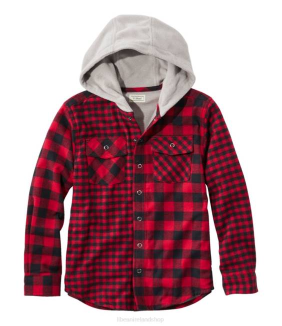 LLBean Fleece-Lined Flannel Shirt Kids J46J6017 Clothing Deep Red