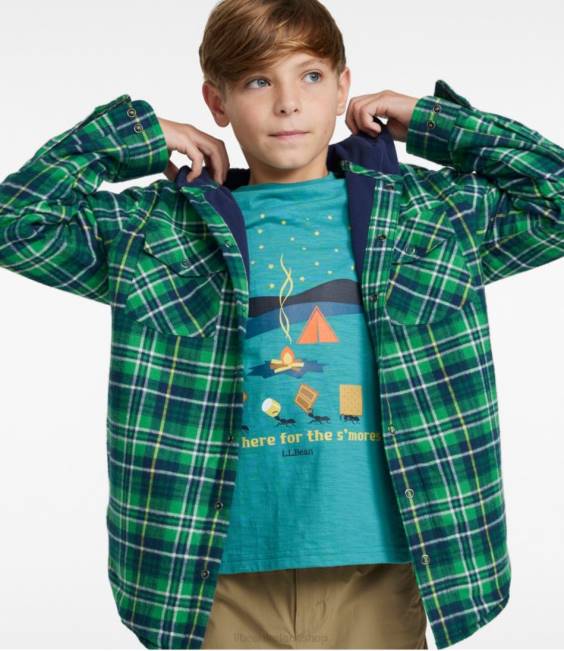 LLBean Fleece-Lined Flannel Shirt Kids J46J7040 Clothing Marine Blue