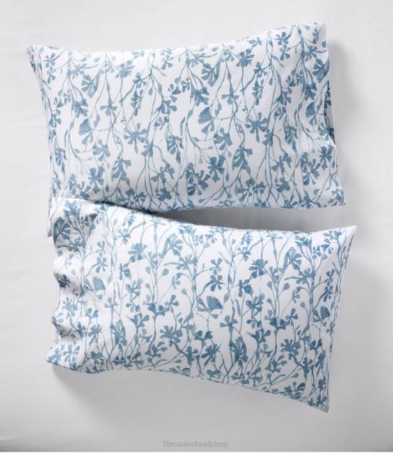 LLBean Garment Washed Sateen Sheet Collection Print Unisex J46J2761 Bedding Seaside Blue Botanical