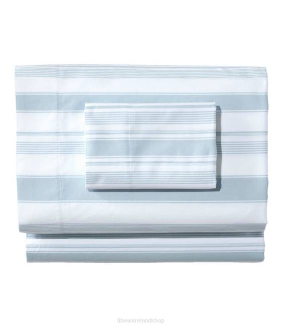 LLBean Garment Washed Sateen Sheet Collection Stripe Unisex J46J2759 Bedding Seaside Blue