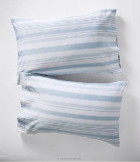 LLBean Garment Washed Sateen Sheet Collection Stripe Unisex J46J2759 Bedding Seaside Blue