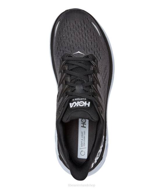 LLBean HOKA Clifton 8 Running Shoes Men J46J1064 Footwear Black/White