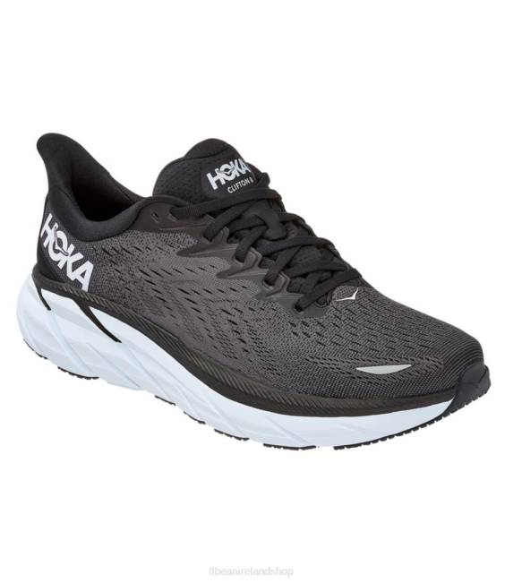 LLBean HOKA Clifton 8 Running Shoes Men J46J1064 Footwear Black/White