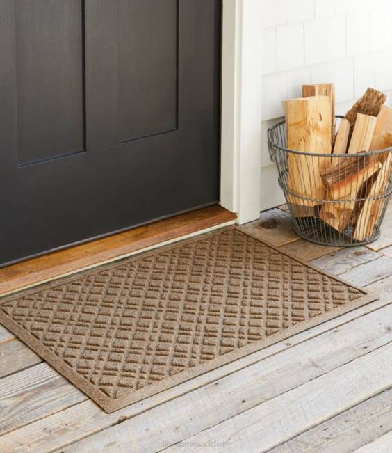 LLBean Heavyweight Recycled Waterhog Doormat Plaid Unisex J46J4358 Home Goods Khaki