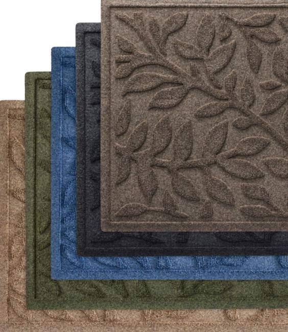 LLBean Heavyweight Recycled Waterhog Doormat Woodland Leaf Unisex J46J4348 Home Goods Khaki
