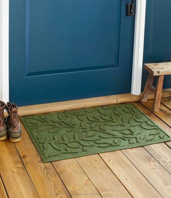 LLBean Heavyweight Recycled Waterhog Doormat Woodland Leaf Unisex J46J4348 Home Goods Khaki