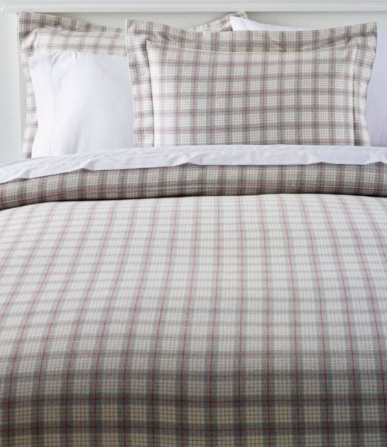 LLBean Heritage Chamois Flannel Comforter Cover Collection Plaid Unisex J46J4508 Bedding Gray Heather Plaid