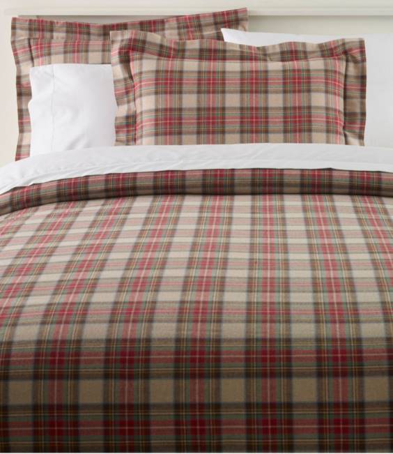 LLBean Heritage Chamois Flannel Comforter Cover Collection Plaid Unisex J46J5629 Bedding Antique Dress Stewart