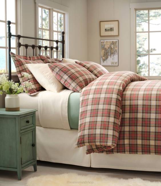LLBean Heritage Chamois Flannel Comforter Cover Collection Plaid Unisex J46J6376 Bedding Medium Gray Plaid
