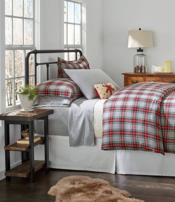 LLBean Heritage Chamois Flannel Sheet Collection Heather Unisex J46J2784 Bedding Heather Gray
