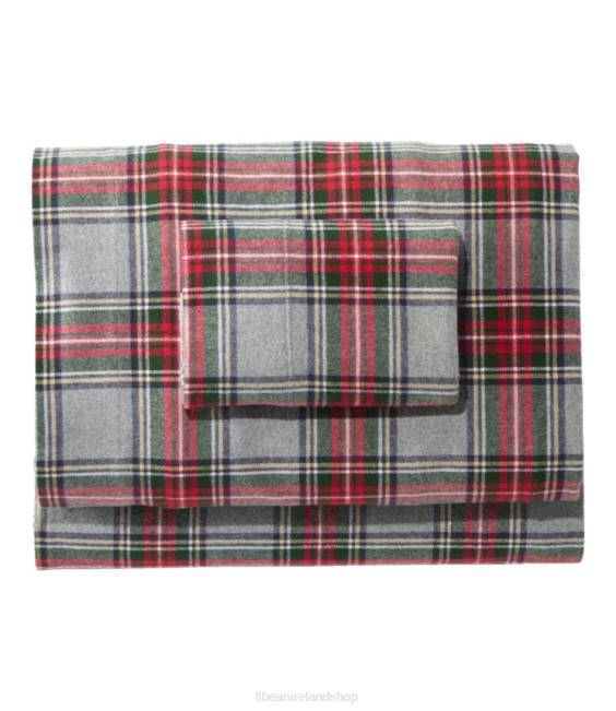 LLBean Heritage Chamois Flannel Sheet Collection Plaid Unisex J46J6290 Bedding Medium Gray Plaid