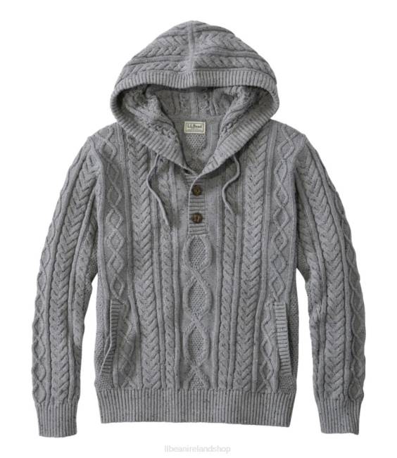 LLBean Heritage Soft Cotton Fisherman Sweater Men J46J5033 Clothing Gray Pebble
