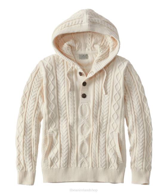 LLBean Heritage Soft Cotton Fisherman Sweater Men J46J6005 Clothing Cream