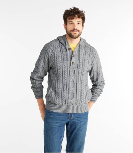 LLBean Heritage Soft Cotton Fisherman Sweater Men J46J6005 Clothing Cream