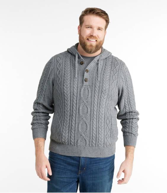 LLBean Heritage Soft Cotton Fisherman Sweater Men J46J6005 Clothing Cream